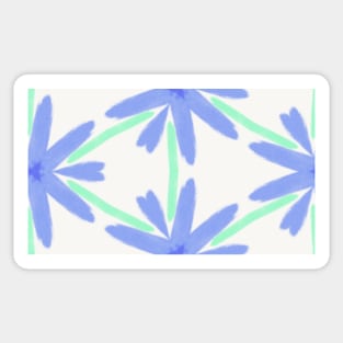 Blue and white modern floral print Sticker